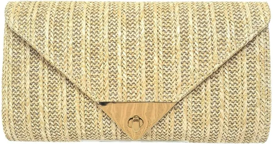 Straw Clutch Purse for Women Envelope Evening Bag Summer Beach Satchel Purse Woven Crossbody Bag for Travel Party