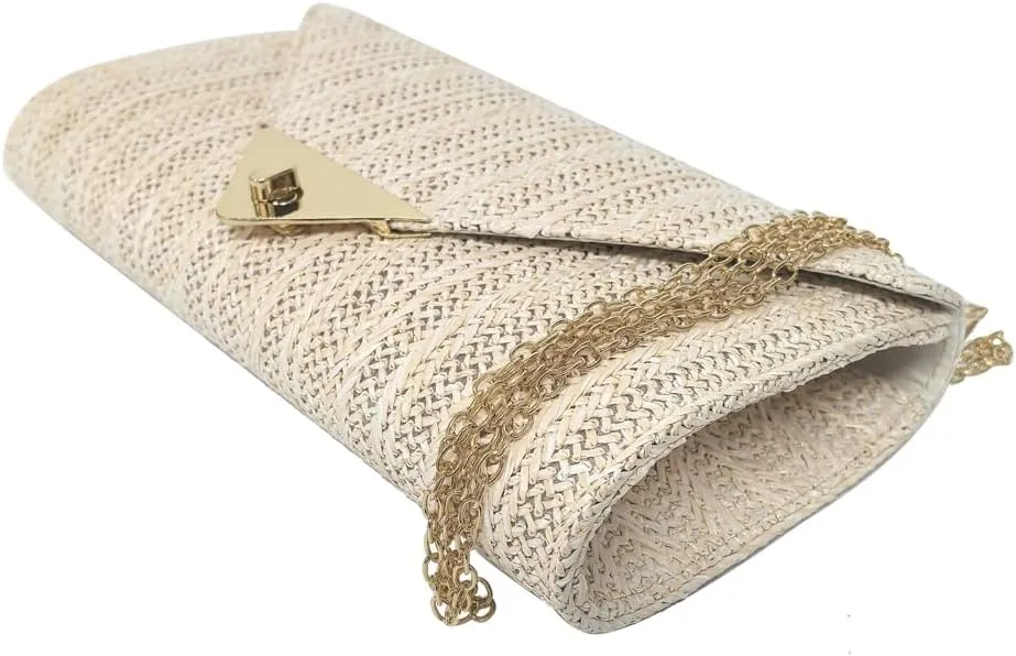 Straw Clutch Purse for Women Envelope Evening Bag Summer Beach Satchel Purse Woven Crossbody Bag for Travel Party