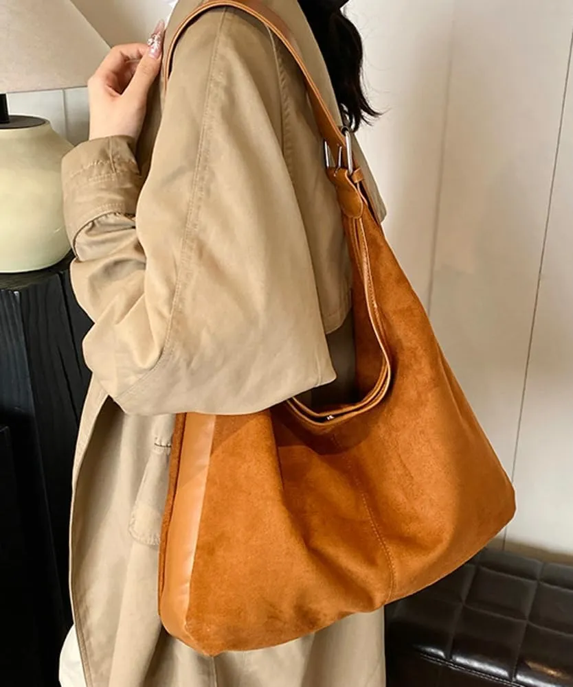 Suede Vegan Leather Crescent Shoulder Bag Womens Tote Handbag Satchel Crossbody Purse Work Slouchy Bag