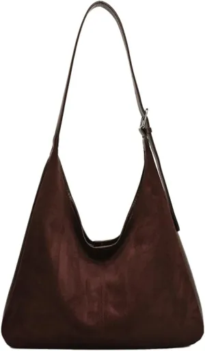 Suede Vegan Leather Crescent Shoulder Bag Womens Tote Handbag Satchel Crossbody Purse Work Slouchy Bag