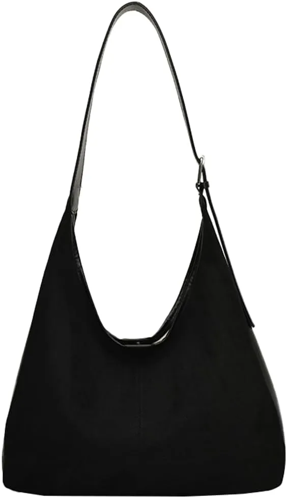 Suede Vegan Leather Crescent Shoulder Bag Womens Tote Handbag Satchel Crossbody Purse Work Slouchy Bag