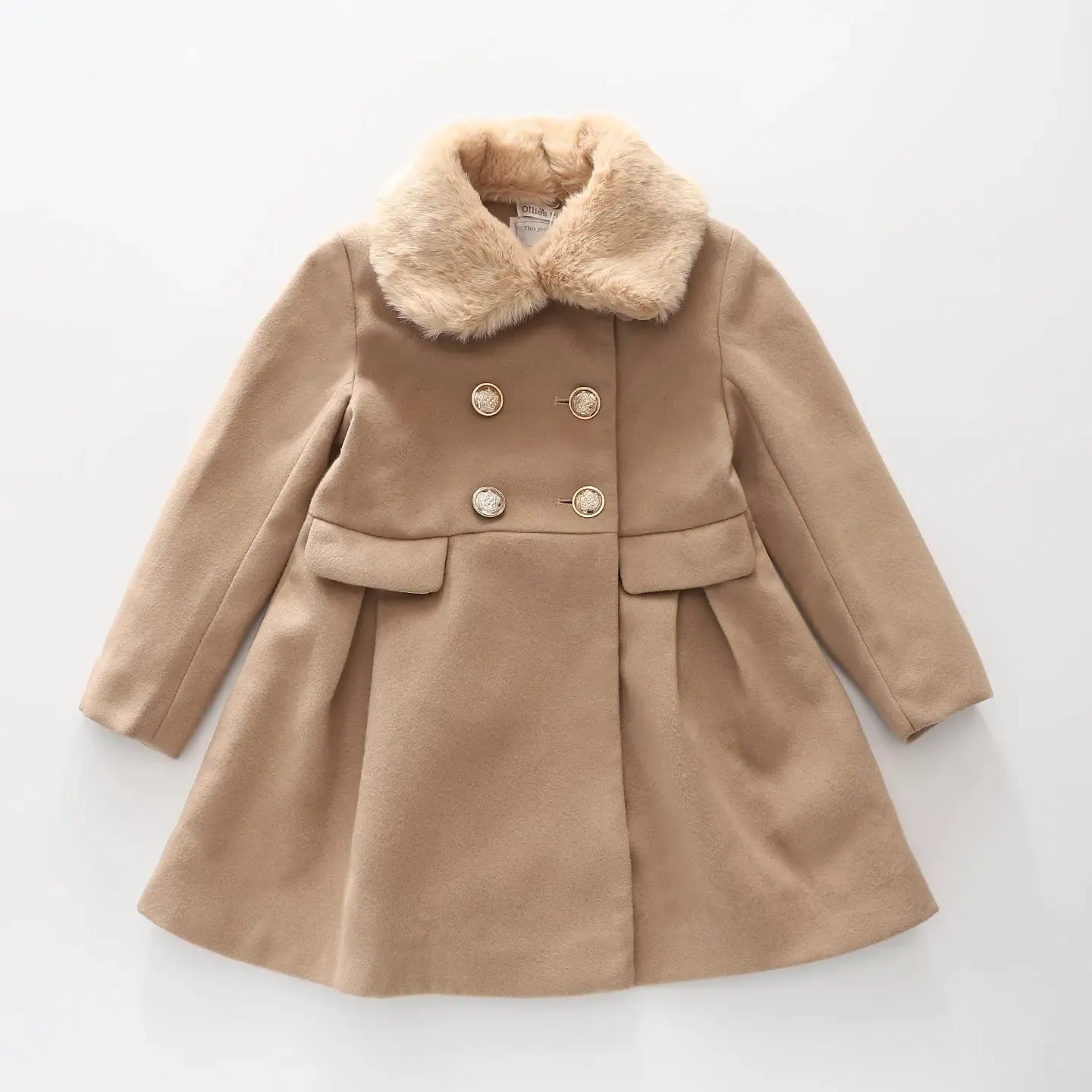 Tan Faux Fur Swing Coat