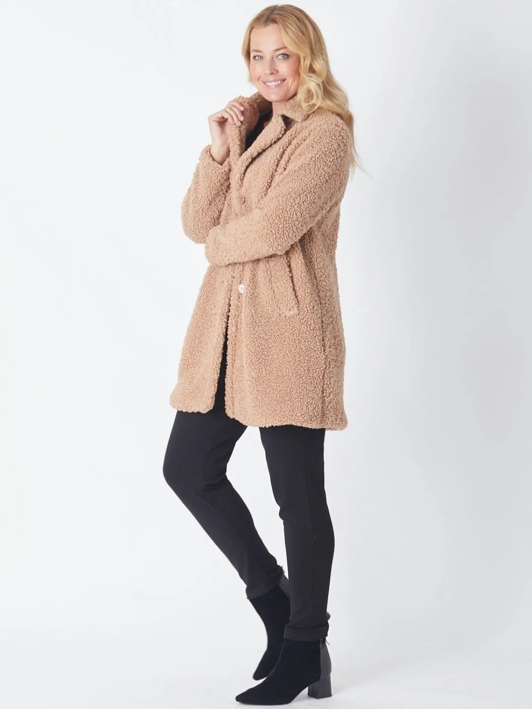 Teddy Shearling Coat - Camel 25882