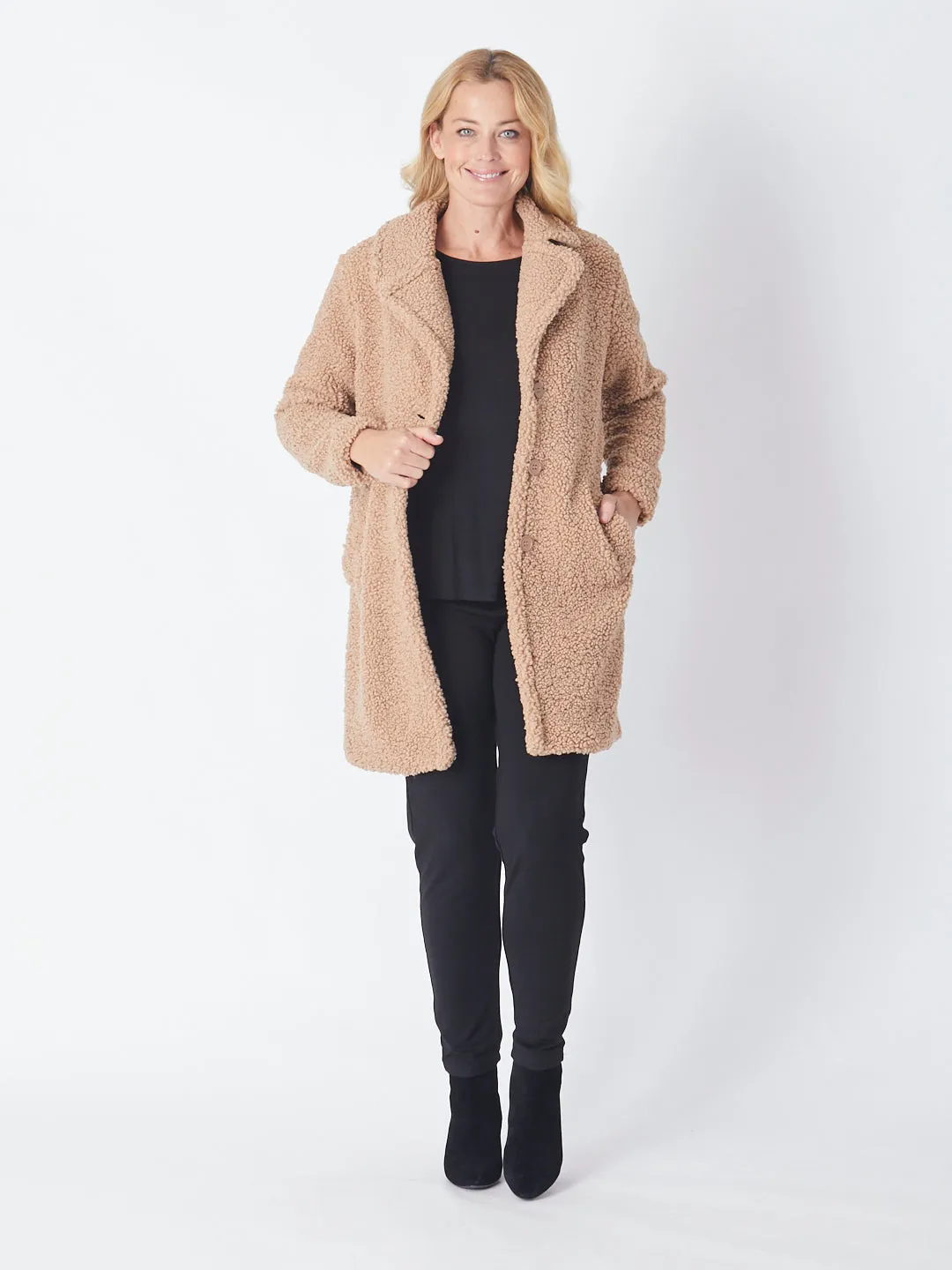 Teddy Shearling Coat - Camel 25882