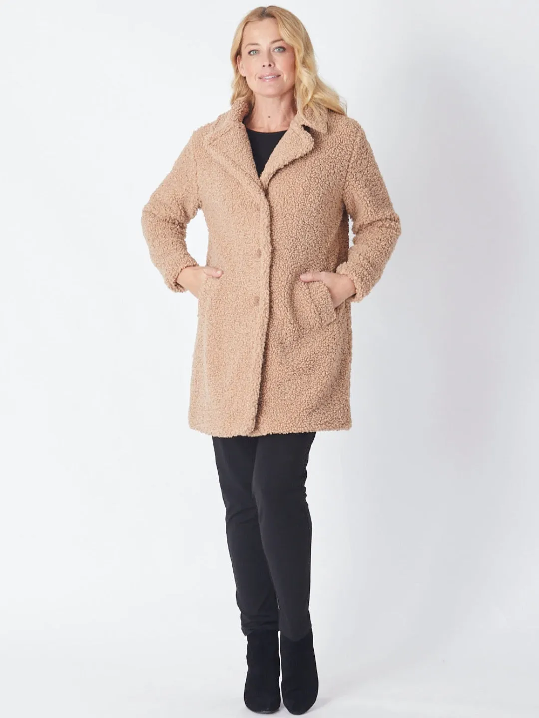 Teddy Shearling Coat - Camel 25882