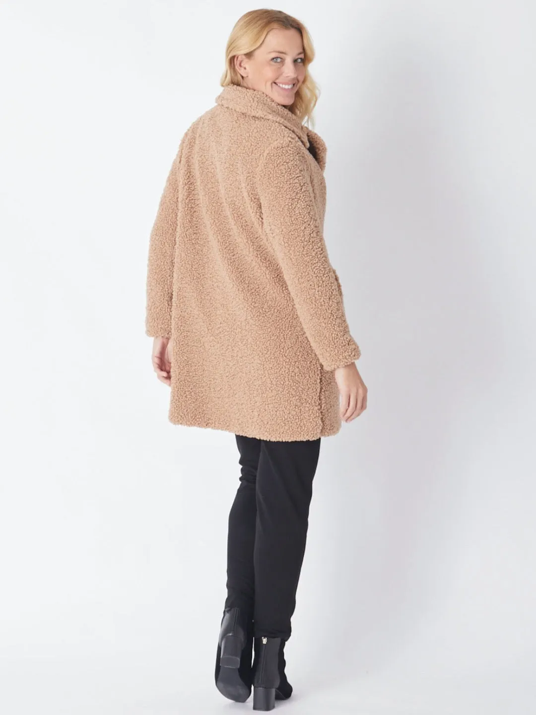 Teddy Shearling Coat - Camel 25882