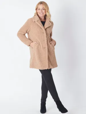 Teddy Shearling Coat - Camel 25882