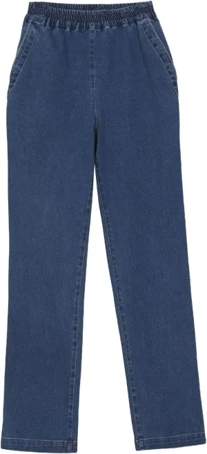 ThCreasa Womens Casual Elastic Waist Pull On Jeans Lightweight Drawstring Denim Pants