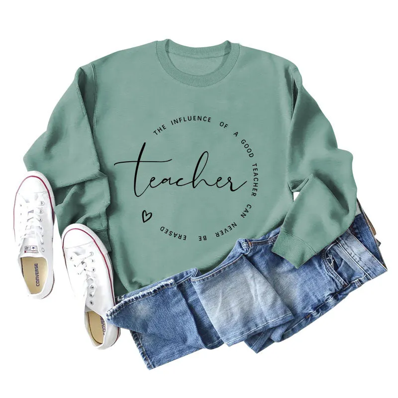 THE INFLUENCE OF LETTERS LOOSE ROUND NECK LONG SLEEVE OVERSIZE SWEATSHIRT