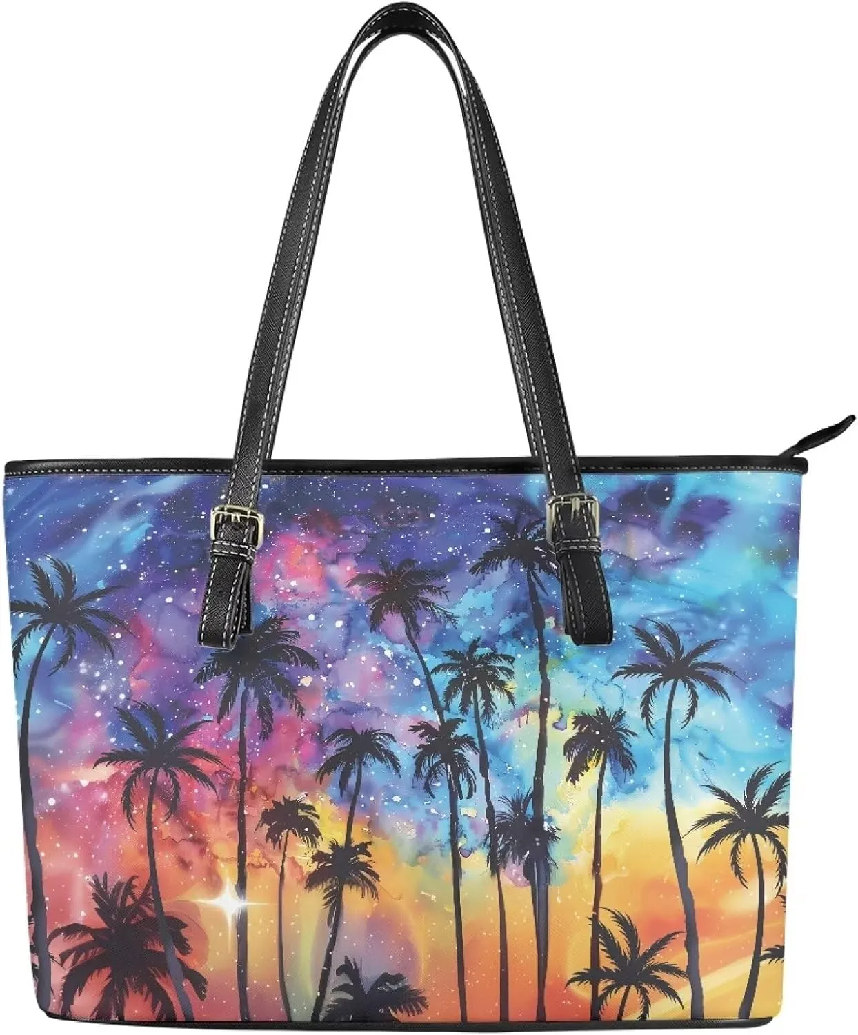 Tote Purse Bags Lightweight Oversized Womens PU Leather Top Handle Satchel Handbags with Zipper Pockets