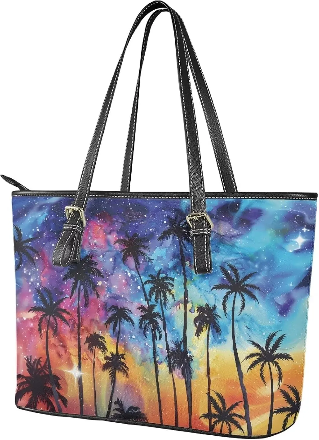 Tote Purse Bags Lightweight Oversized Womens PU Leather Top Handle Satchel Handbags with Zipper Pockets