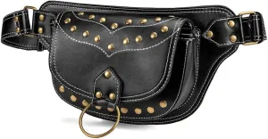 Travel Steampunk Waist Bag Outdoor Biker Cycler Shoulder Bag Handbag Leg Purse Retro Rock Gothic Goth, One Color, One Size