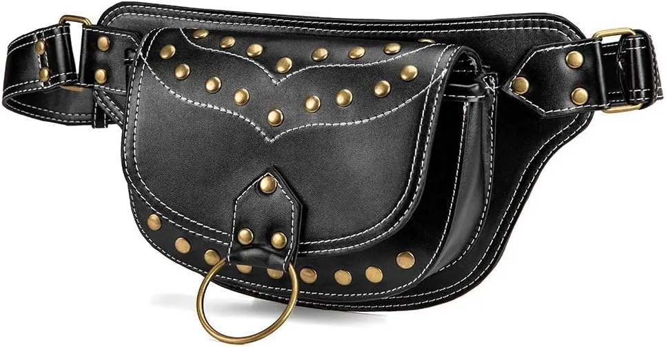 Travel Steampunk Waist Bag Outdoor Biker Cycler Shoulder Bag Handbag Leg Purse Retro Rock Gothic Goth, One Color, One Size
