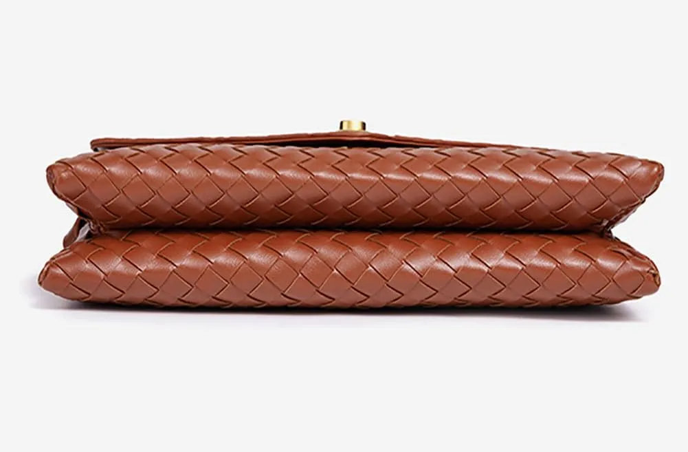 Trendy Woven Evening Clutch Purses Women PU Leather Evening Handbags Underarm Shoulder Crossbody Purse Wedding Wallet