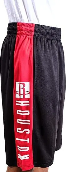 Ultra Game NBA Official Men’s Super Soft Active Workout Basketball Training Shorts - Unisex, Houston Rockets, Black|Houston Rockets