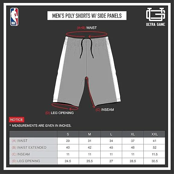 Ultra Game NBA Official Men’s Super Soft Active Workout Basketball Training Shorts - Unisex, Houston Rockets, Black|Houston Rockets