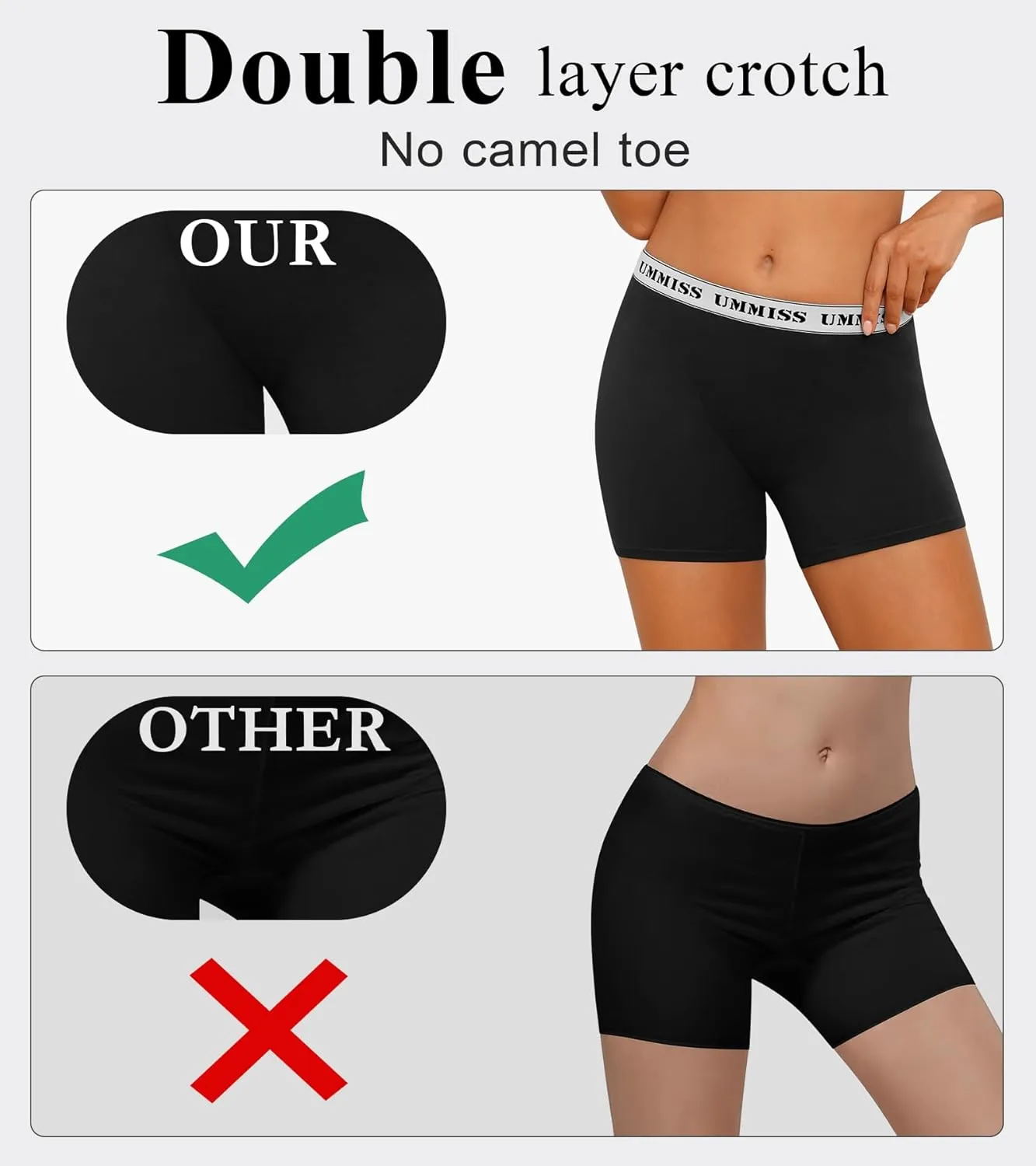 UMMISS Womens Boxer Briefs Underwear Boy Shorts Cotton Underwear Soft Anti Chafing Ladies Panties 4 Pack
