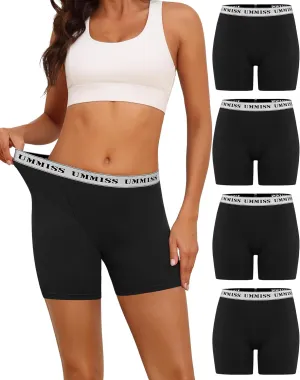 UMMISS Womens Boxer Briefs Underwear Boy Shorts Cotton Underwear Soft Anti Chafing Ladies Panties 4 Pack
