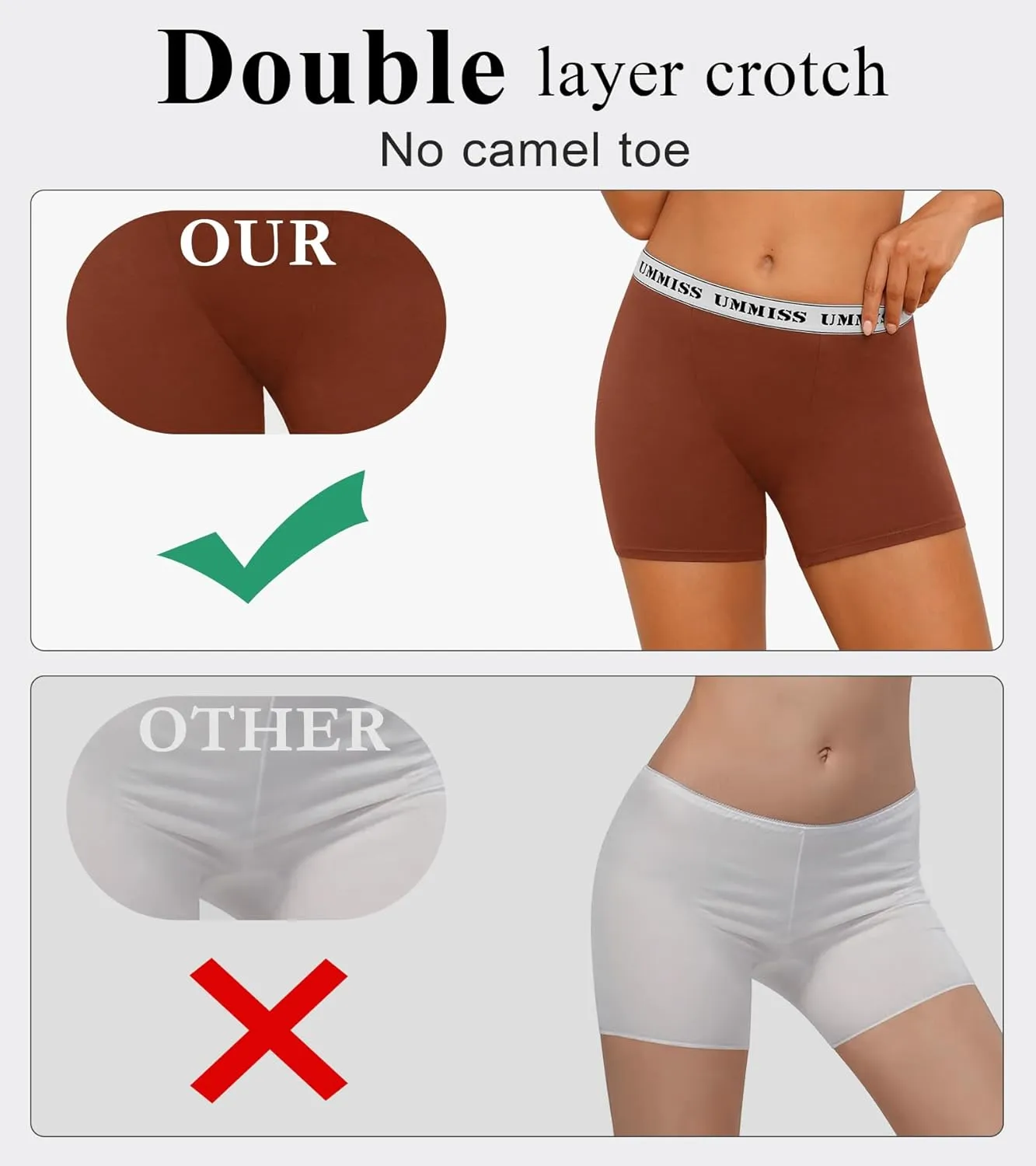 UMMISS Womens Boxer Briefs Underwear Boy Shorts Cotton Underwear Soft Anti Chafing Ladies Panties 4 Pack
