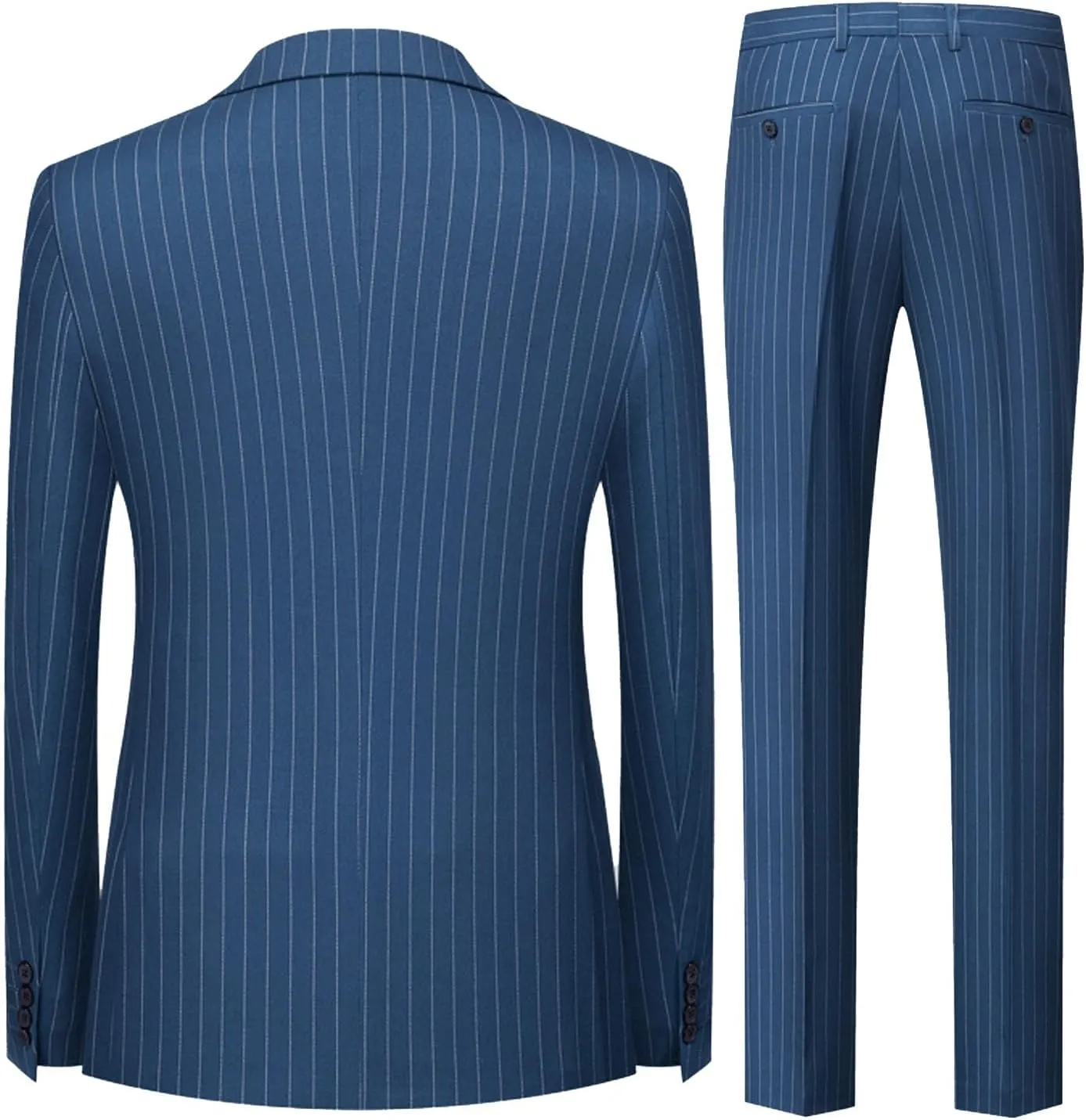 UNINUKOO Men's Suits 2 Piece Pinstripe Double Breasted Tuxedo Suit for Men Slim Fit Formal Dress Blazer Jacket Pants