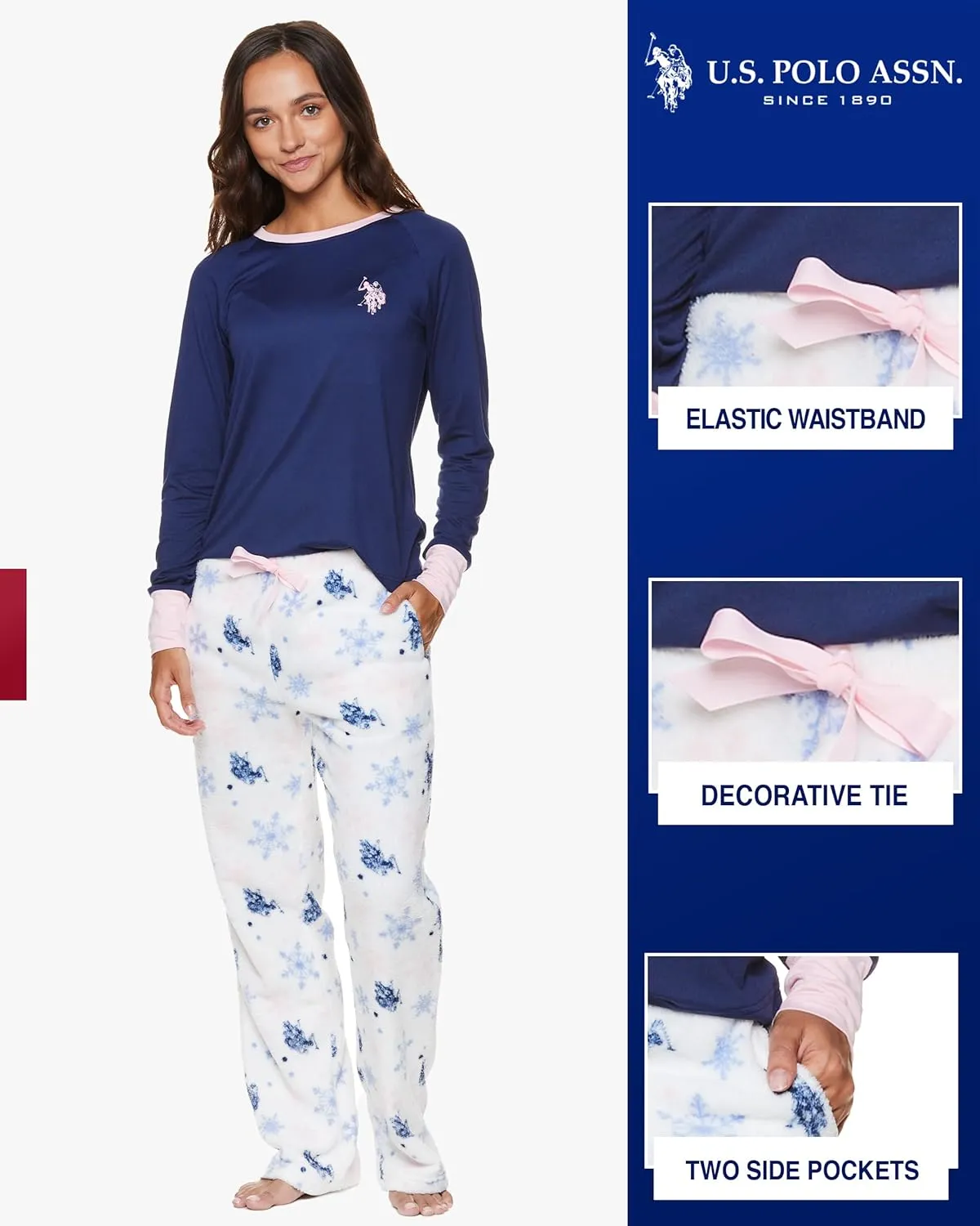 U.S. Polo Assn. Womens Pajama Sets, Pajama Sets for Women 2 Piece, Ladies Pajamas