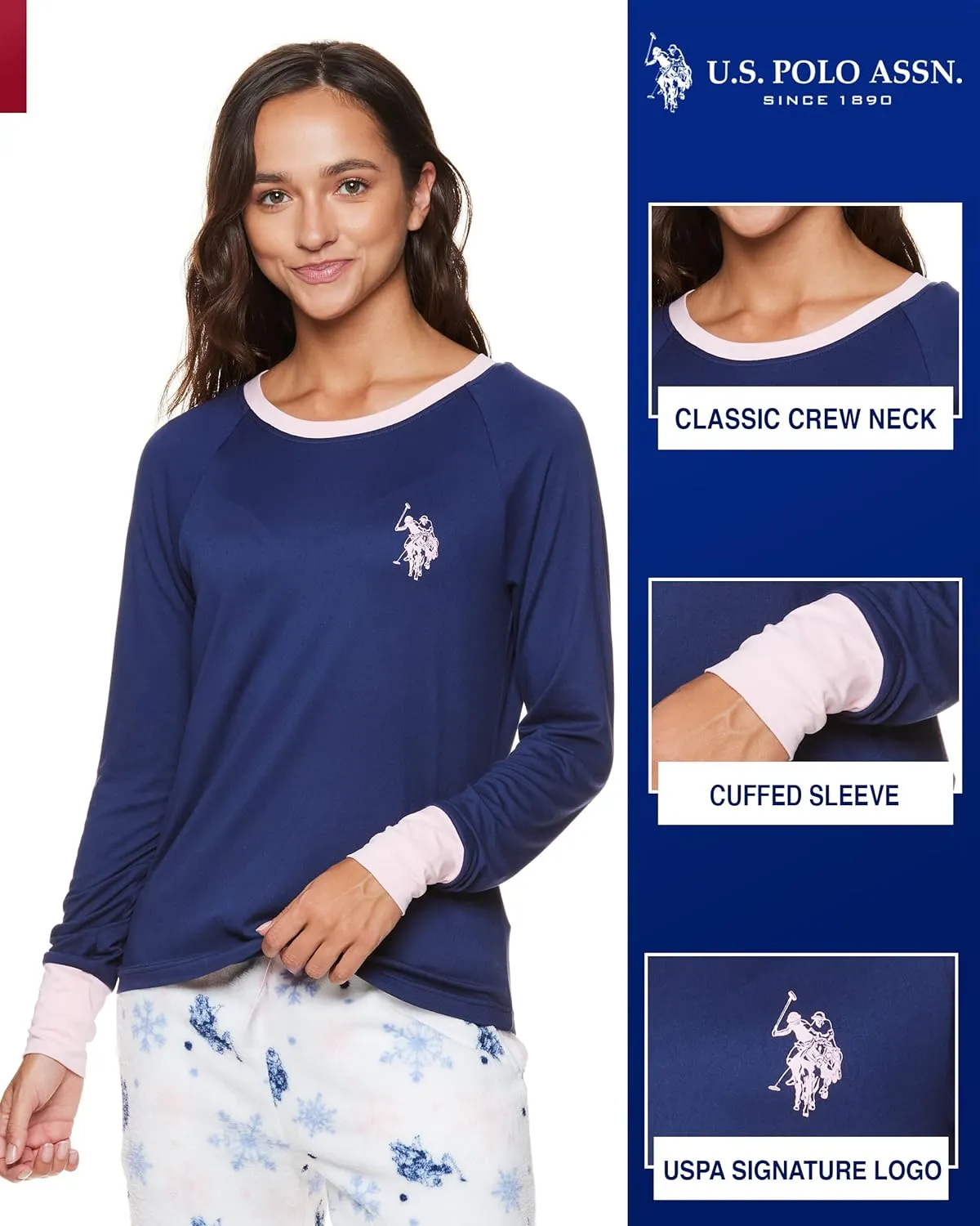 U.S. Polo Assn. Womens Pajama Sets, Pajama Sets for Women 2 Piece, Ladies Pajamas