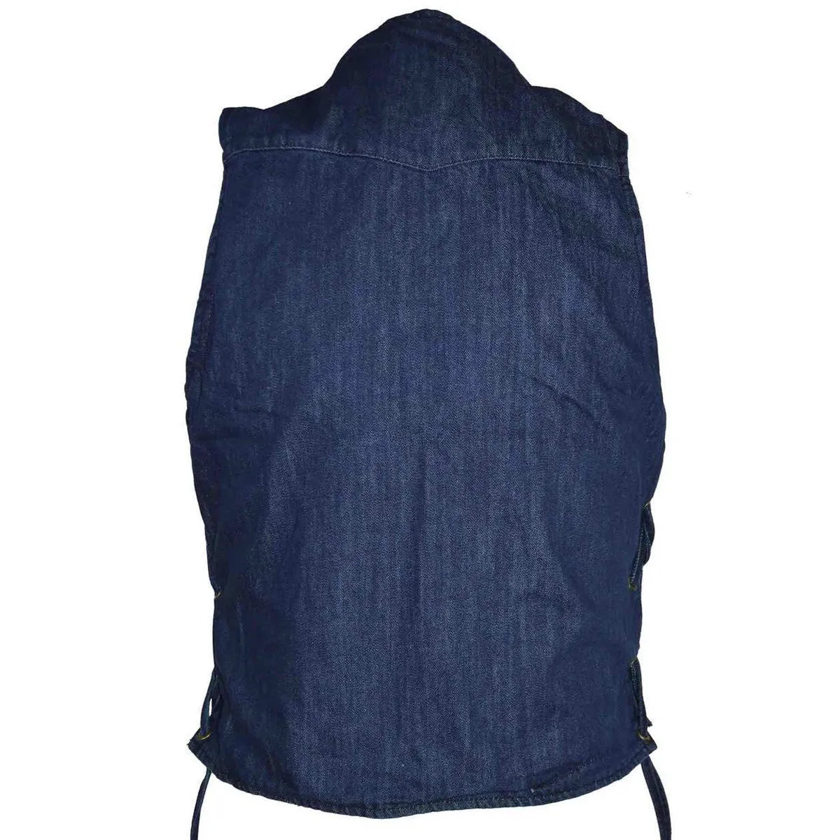 Vance Mens Blue Ten Pocket Denim Motorcycle Vest
