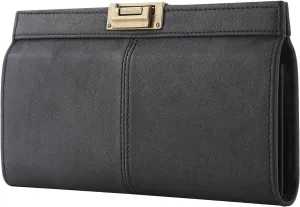 Vintage Genuine Leather Clutch Purse for Women Ladies Cell Phone Handbag Credit Card Holder Wallet with Multi Compartments
