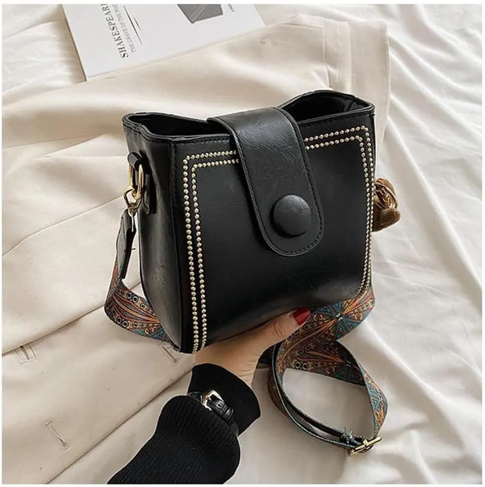 Vintage Simple PU Leather Bunny Bucket Ornaments Crossbody Bags for Women Luxury Designer Handbagt Lady Black Shoulder Bag