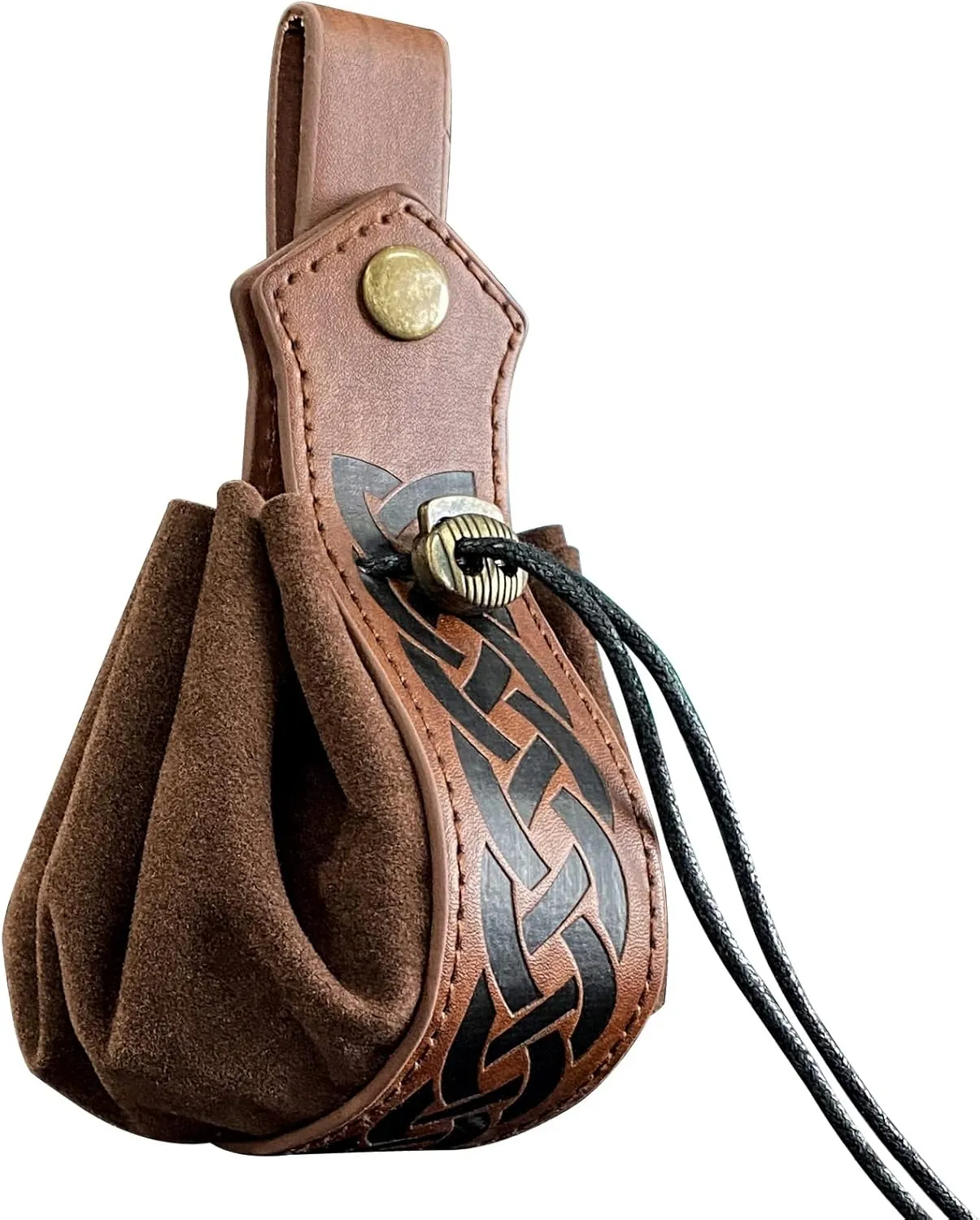 Vintage Waist Bag Medieval Renaissance Faux Leather Pouch Portable Drawstring Purse Dice Bag Belt Pouch for Men Women Travel Wallet
