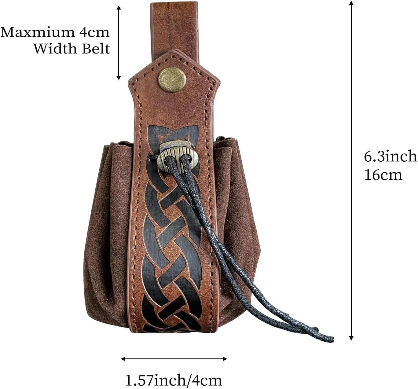 Vintage Waist Bag Medieval Renaissance Faux Leather Pouch Portable Drawstring Purse Dice Bag Belt Pouch for Men Women Travel Wallet