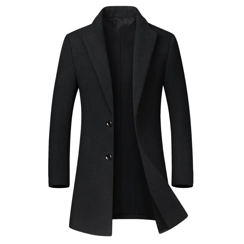 West Louis High-End Thickened Warm Business-Men Woolen Trench Coat