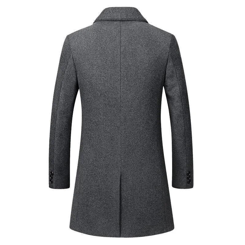 West Louis High-End Thickened Warm Business-Men Woolen Trench Coat