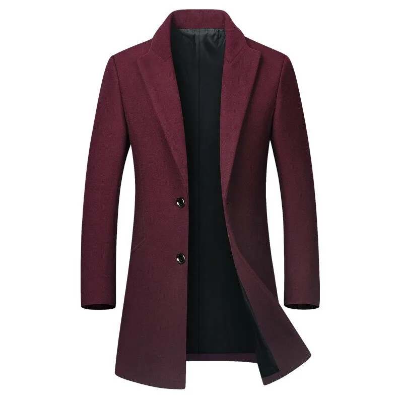 West Louis High-End Thickened Warm Business-Men Woolen Trench Coat
