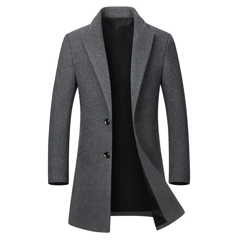 West Louis High-End Thickened Warm Business-Men Woolen Trench Coat