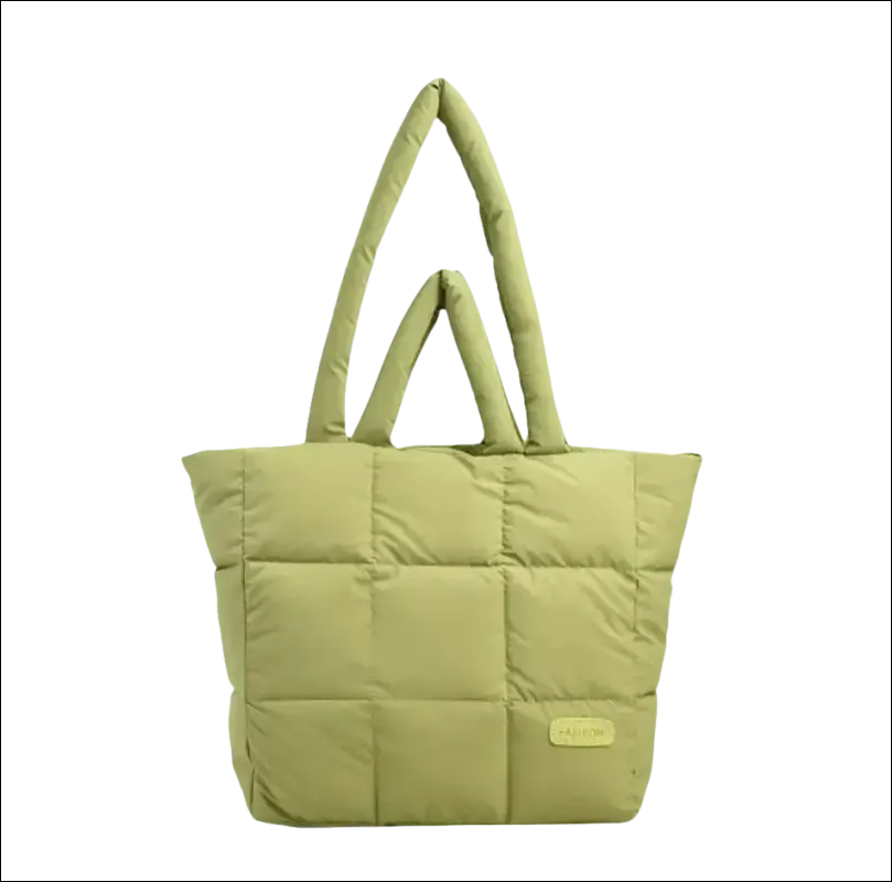 White Quilted Tote Lavender Handles Jacket Shoulder Bag