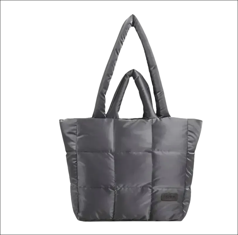 White Quilted Tote Lavender Handles Jacket Shoulder Bag