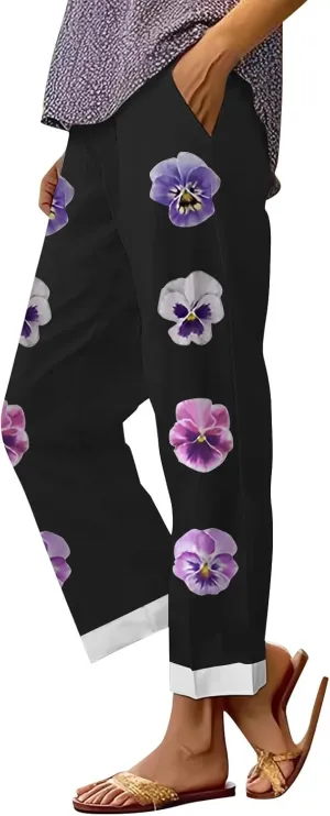 Wide Band Linen Pants Spring Woman Drawstring Linen Pants Work Pants Office Casual High Waisted