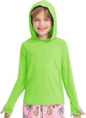 WISREMT Girls Boys Neon Shirt UPF 50  Rash Guard Long Sleeve Athletic Hoodie Sweatshirt Quick Dry Swim Cover Up Sun Shirts