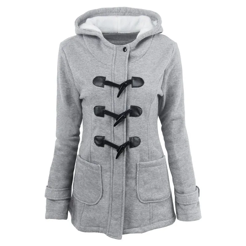 Women Basic Jackets 2020 Camel Coat Spring Autumn Women&#39;s Overcoat Zipper Horn Button Outwear Jacket Female Hooded Coat  S-5XL