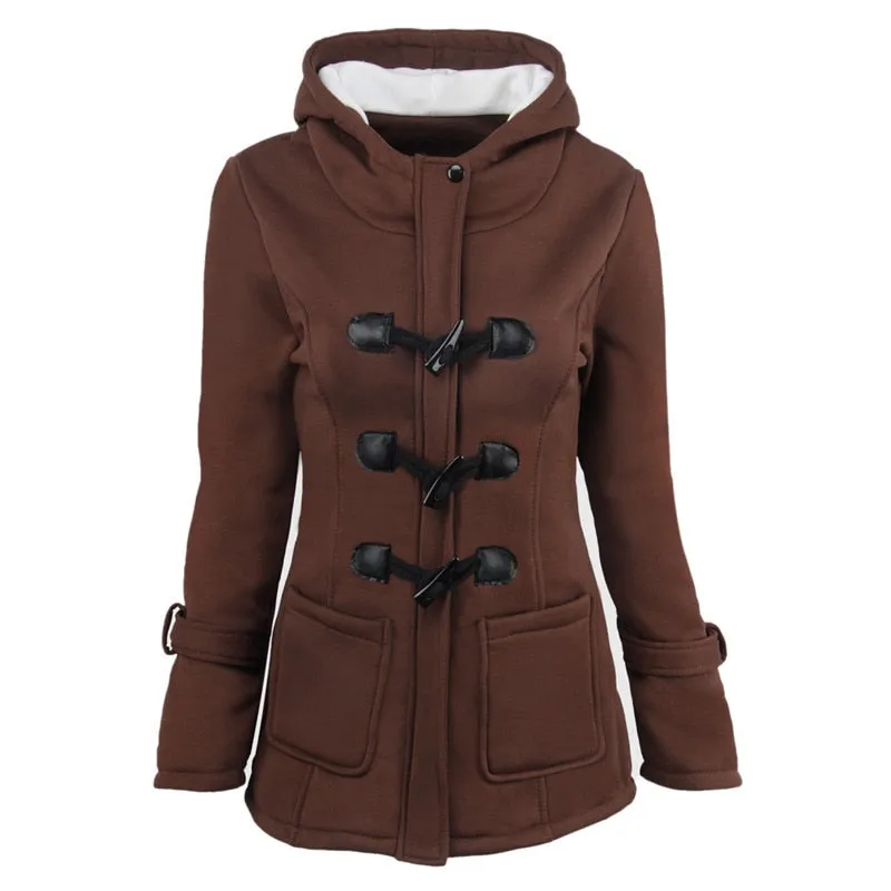 Women Basic Jackets 2020 Camel Coat Spring Autumn Women&#39;s Overcoat Zipper Horn Button Outwear Jacket Female Hooded Coat  S-5XL