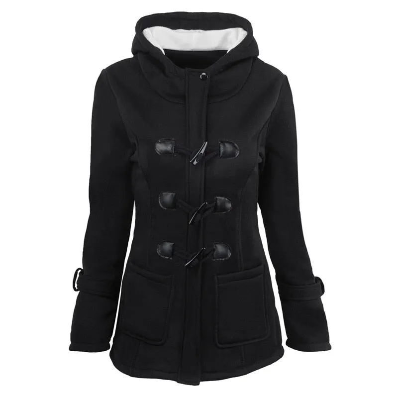 Women Basic Jackets 2020 Camel Coat Spring Autumn Women&#39;s Overcoat Zipper Horn Button Outwear Jacket Female Hooded Coat  S-5XL