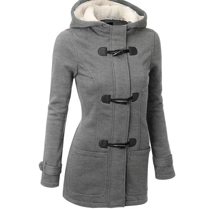 Women Basic Jackets 2020 Camel Coat Spring Autumn Women&#39;s Overcoat Zipper Horn Button Outwear Jacket Female Hooded Coat  S-5XL