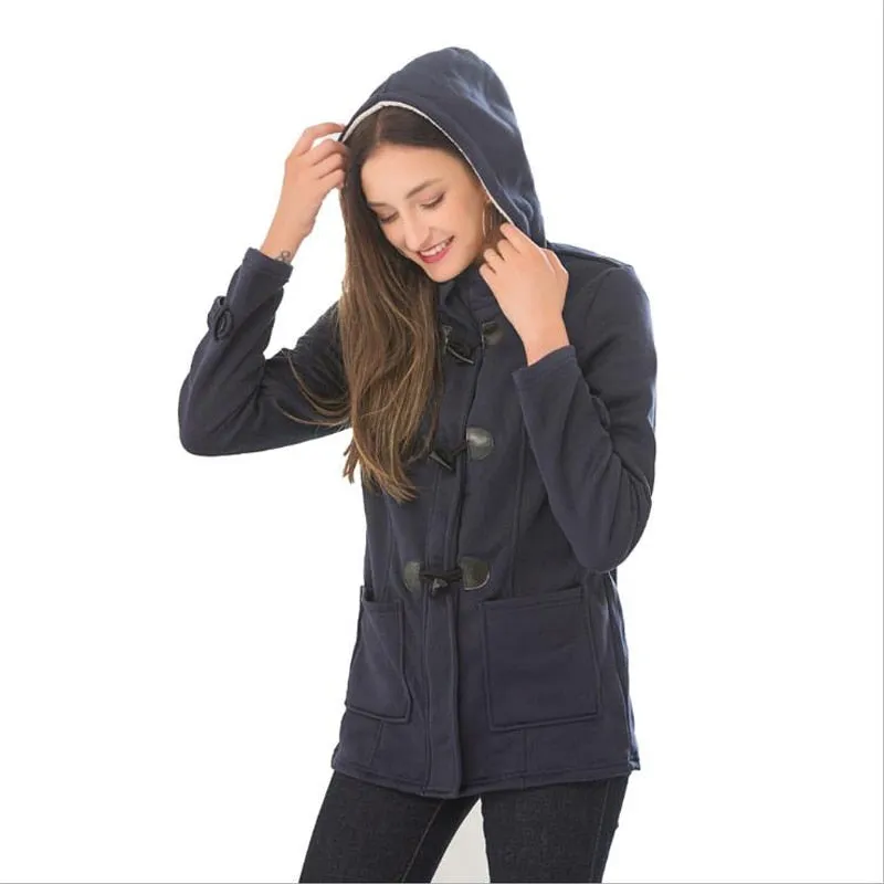 Women Basic Jackets 2020 Camel Coat Spring Autumn Women&#39;s Overcoat Zipper Horn Button Outwear Jacket Female Hooded Coat  S-5XL