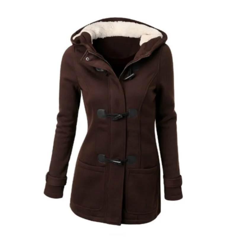 Women Basic Jackets 2020 Camel Coat Spring Autumn Women&#39;s Overcoat Zipper Horn Button Outwear Jacket Female Hooded Coat  S-5XL