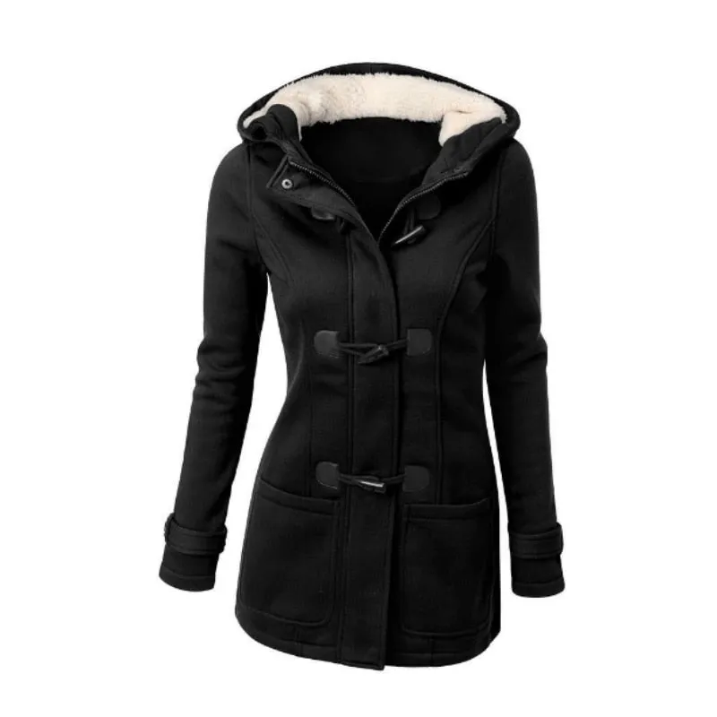 Women Basic Jackets 2020 Camel Coat Spring Autumn Women&#39;s Overcoat Zipper Horn Button Outwear Jacket Female Hooded Coat  S-5XL