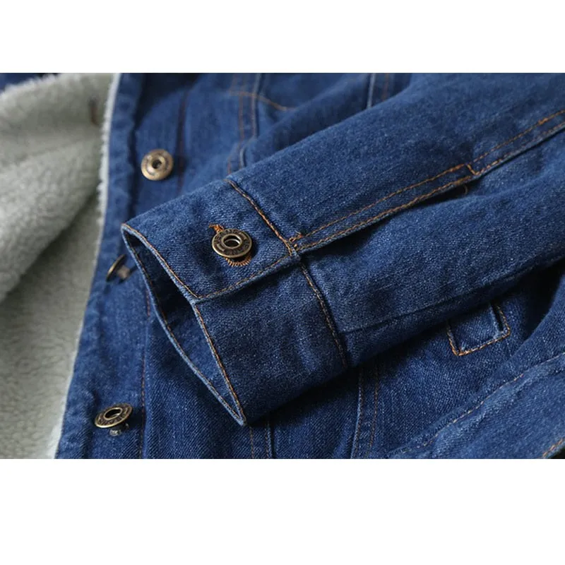 Women Lambswool Jean Coat  Denim Jacket