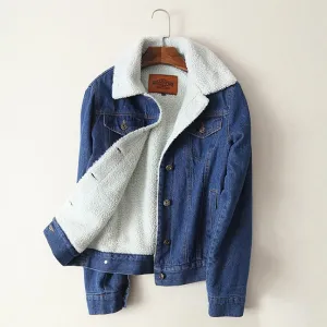 Women Lambswool Jean Coat  Denim Jacket