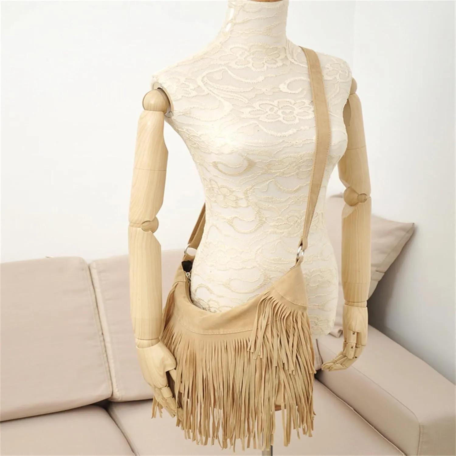 Women Punk Bag Women Crossbody Tassel Bag Saddle Tassel Shoulder for Daily Life