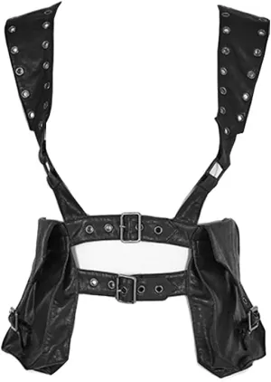 Women Punk Vintage Gothic Shoulder Bag Steampunk Waist Leather Motorcycle Waist Pack Crossbody Mini Messenger Bag, One Color, One Size